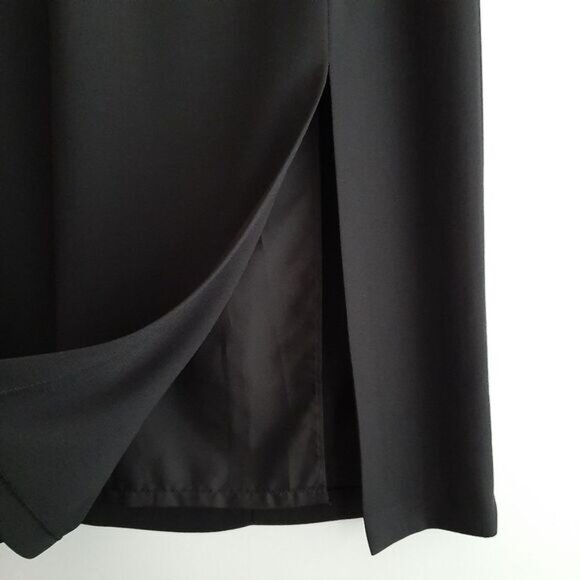 FRICTION | Minimalist Classic Long Maxi Skirt Dressy Front Slit Black Sz 16 - Picture 4 of 10